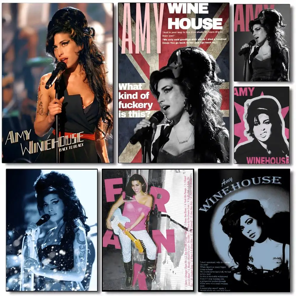 Amy Winehouse Singer Retro Soul Poster Self-adhesive Advanced Aesthetic Printing Paper Wall Art for Living Room Home Decor