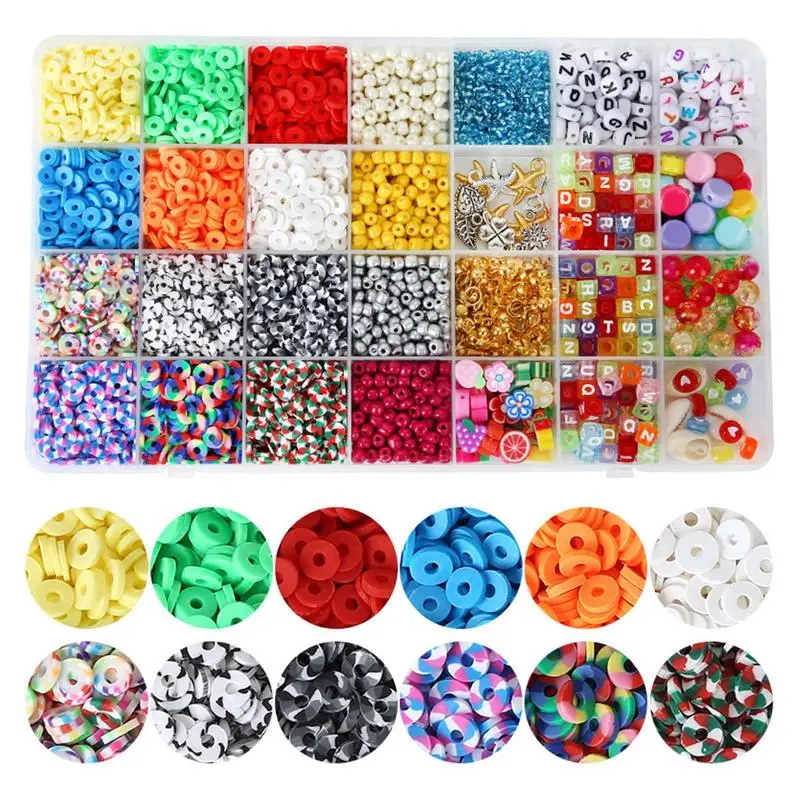 Clay Beads For Bracelets Bracelet Making Kit With 28 Colors Beads Friendship Bead Creations Beading Supplies For Dating Camping