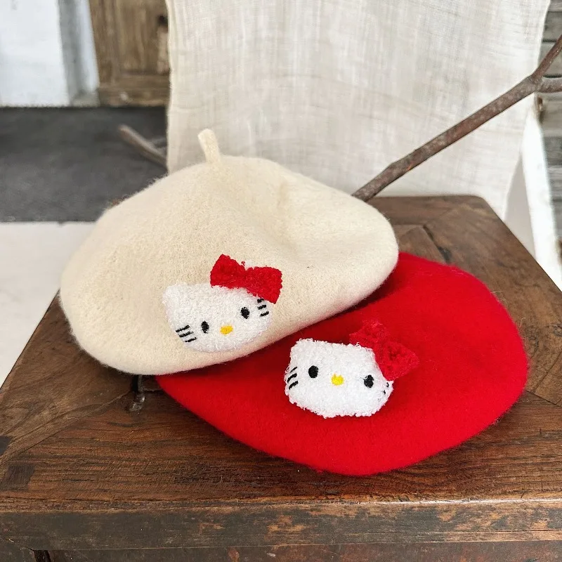 

Детский милый берет для девочек, винтажная шерстяная вязаная шапка в милом стиле, разноцветная шапка с персонажем мультфильма, модный повседневный головной убор для вечеринок F7211