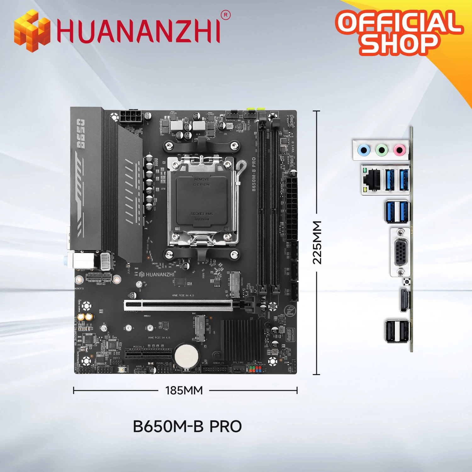 HUANANZHI B650M B PRO AMD AM5 Motherboard Mendukung Ryzen R5 R7 7000 8000 9000 Seri M.2 NVME WIFI Dual Channel DDR5 EXPO RAM
