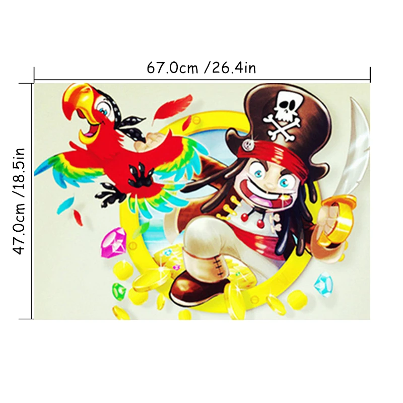 3D Pirate Figure Wall Decals Vinyl Mural Stickers Home Decoration Anime Poster for Kids Room Boy Bedroom Adhesive Wallpaper