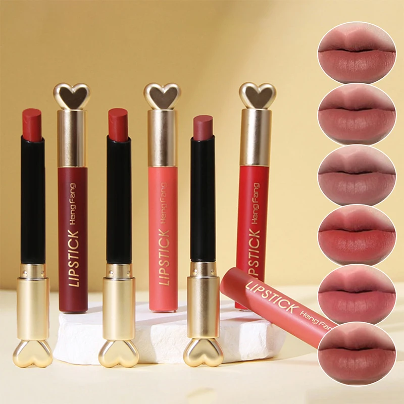 Sechs Lippenstift Set Box Nebel matt weiß nicht leicht zu kleben Tasse