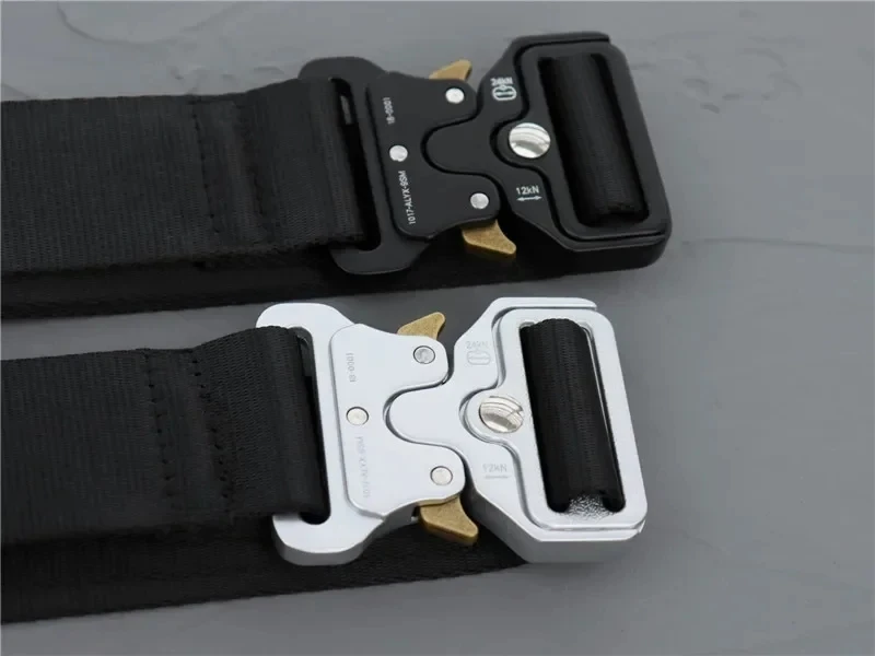 1017 ALYX 9SM Classic Rollercoaster Belt Men Women Silvery Metal Buckle ALYX Belts Jacquard Logo Labeled