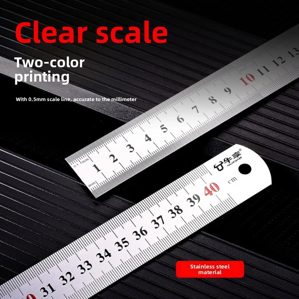 Metric/Inch Stainless Steel Straightedge 15/20/30/50CM Metal Ruler Drawing Cutting Furnishing Office Precision Measuring Tools