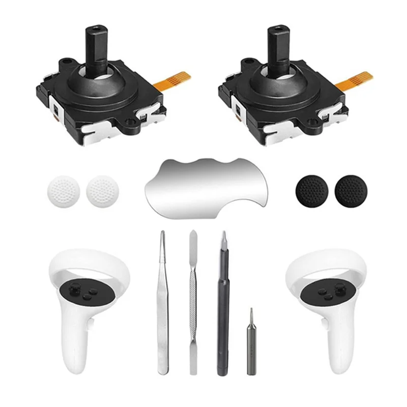 11 In 1 VR Joystick Replacement Kit For Oculus Quest 2 Controller VR Handle Repair Kit With Thumbstick Grips For Quest 3