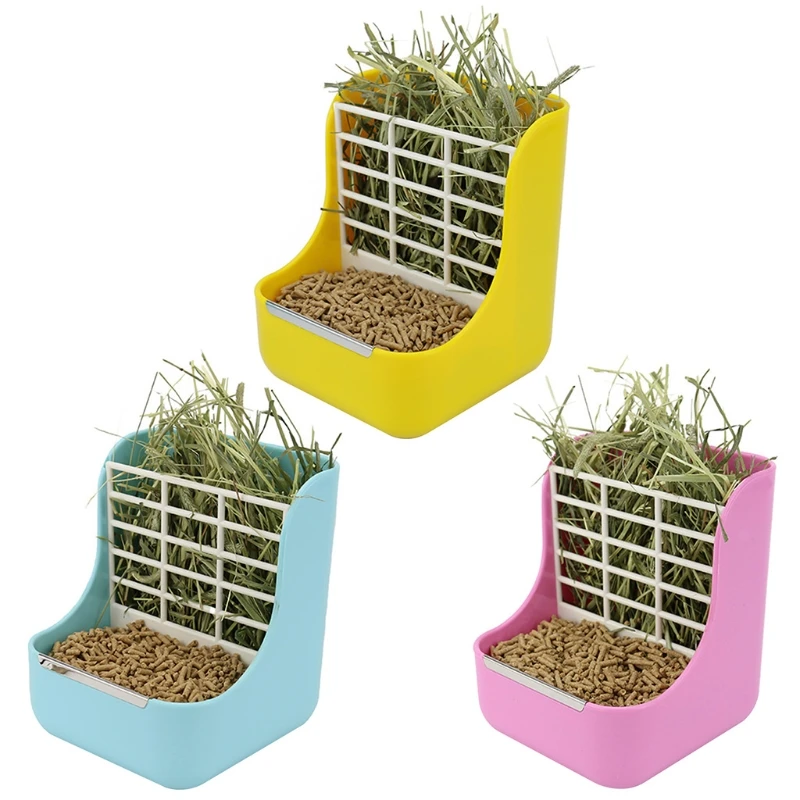2-1 comedero de heno para conejos, alimentador de conejillos de indias, conejitos de heno para interiores, Chinchilla, Conejo, cuencos alimentadores para animales pequeños, accesorios