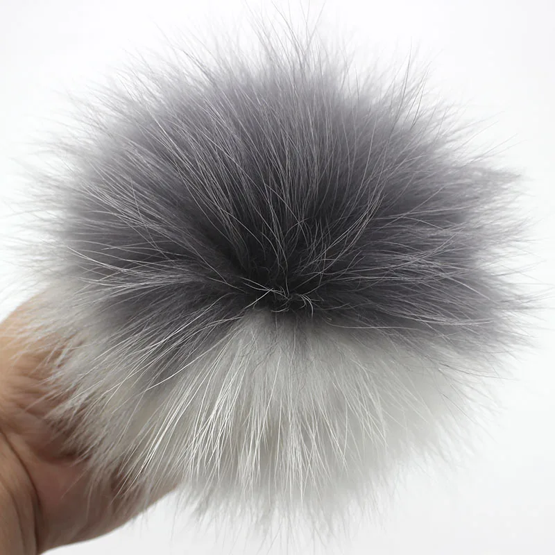 Fluffy Real Raccoon Fur Pompoms with Snap Buttons DIY Fur White Pom Pom Balls PINK Fur Pompons For Scarves Hats Accessories