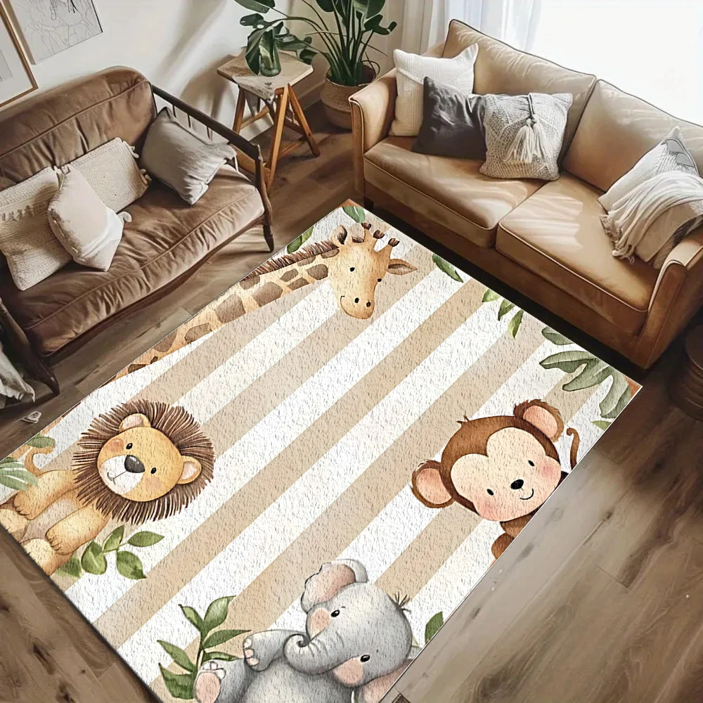 Watercolor Safari Jungle Anima - Baby Nursery Jungle Rug recension och pris