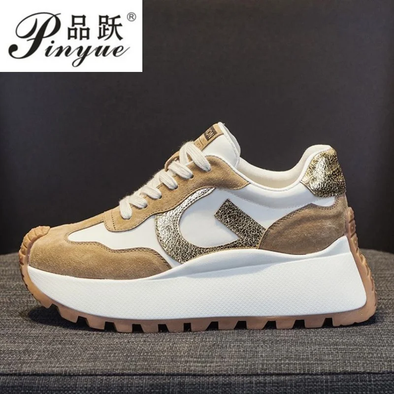 

7cm Women Sneakers Solid Wedge Casual Shoes Woman Sneakers Women Running Shoes Woman Lace-up Vulcanized shoes 33 -40