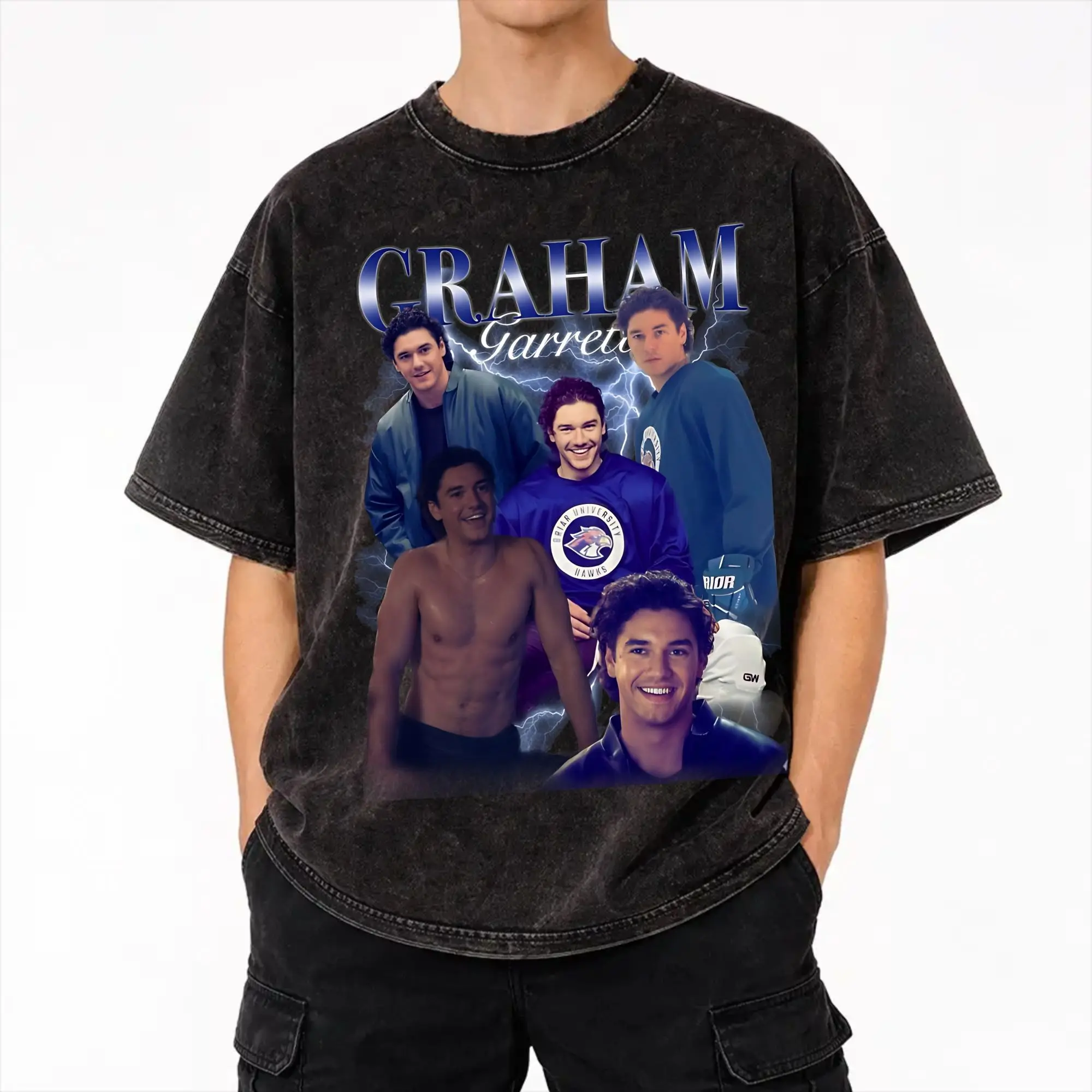 Summer Off Campus stephen Kalyn Briar Graham 44 Washed Shirts Outfit Oversize T-Shirts  Men Women Tee Shirt