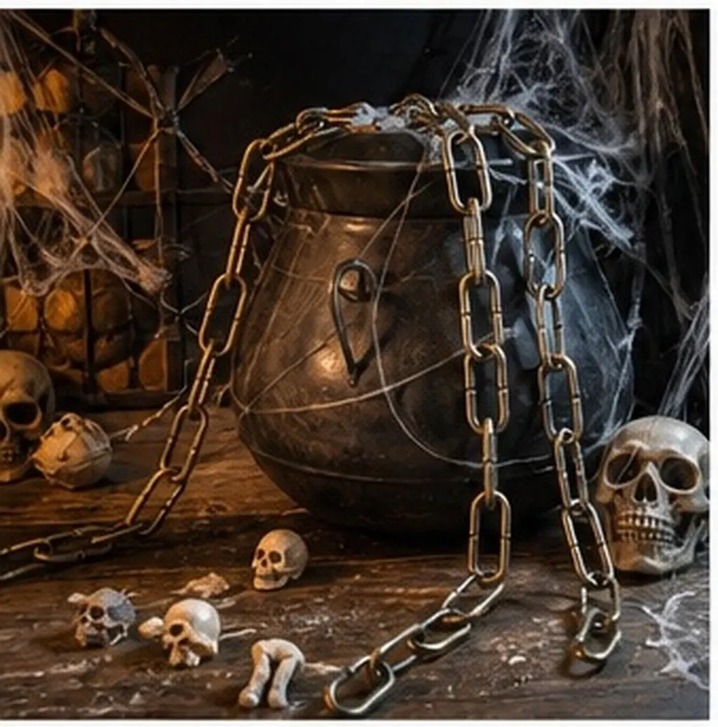 2Pcs Simulation Chain Halloween Decoration Lightweight Plastic Barrier Chain Prop for Party Layout Halloween Costume