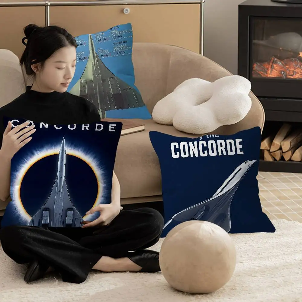 Retro Concorde Supersonic Aviation Personalized Picture Text Home Decorative Pillows Household Gifts 45x45cm