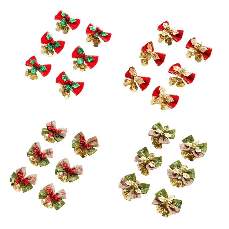 12Pieces Christmas Bows with Bells Vintage Burlap Bows Bowknots Set for Christmas Tree Presents Case Wrapping Dropship