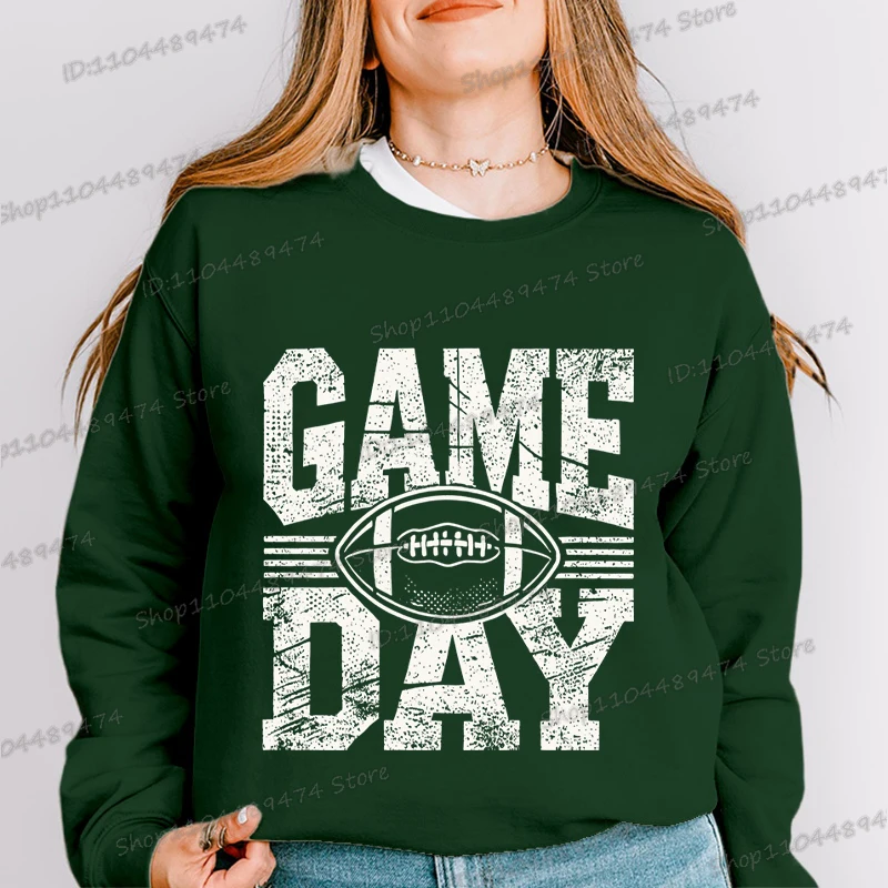 Game Day American Football Damenbekleidung Vintage Rugby Rugby Bedruckt Herbst Winter Pullover Fleece Fußball Sweatshirts Geschenke