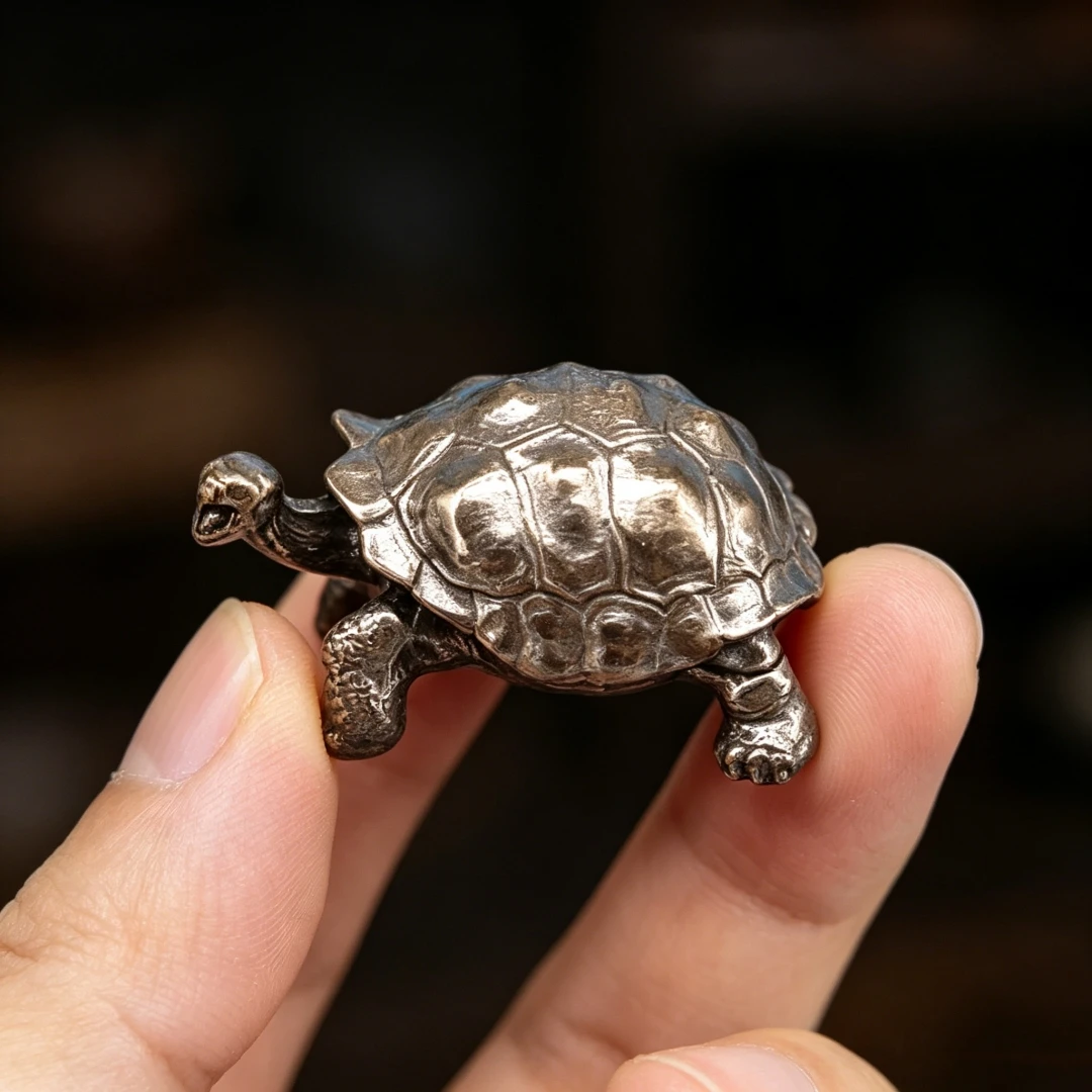 Vintage Brass Turtle Figurine Mini Animal Statue Miniature Tortoise Desk Decor Metal Collectible Home Car Ornament