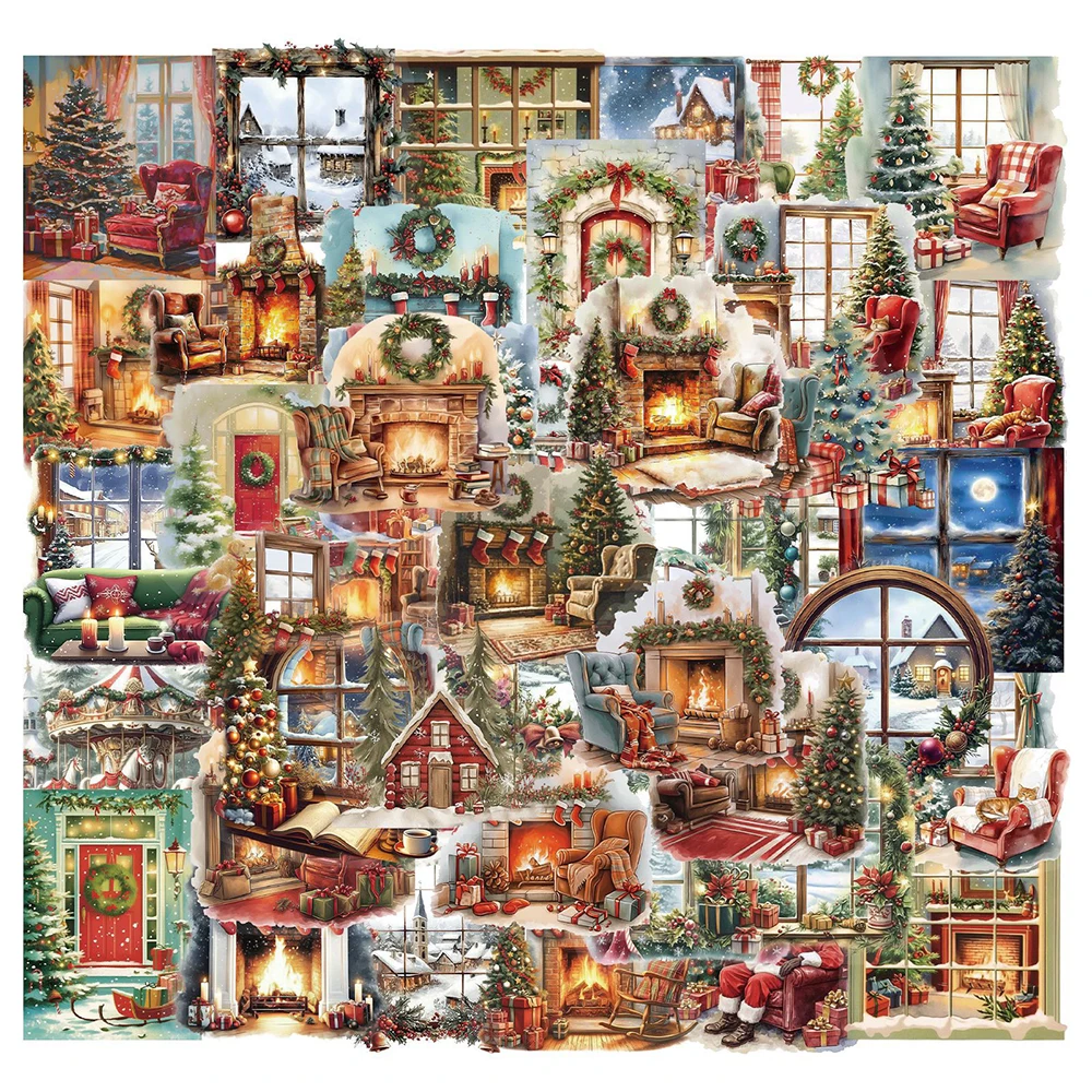 10/30/50PCS Transparente Weihnachten Ästhetische Aufkleber Niedlichen Cartoon Aufkleber Spielzeug Dekorative Telefon Fall Auto Laptop Retro Aufkleber