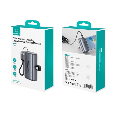 Внешний аккумулятор USAMS Power Bank 10000 мАч с быстрой зарядкой USB-C, мощный портативный повербанк для ноутбуков, Xiaomi 13, iPhone 14