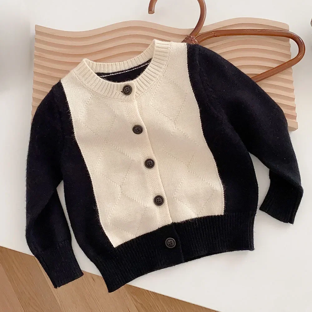 Boys Cardigan Knitted Patchwork Spring Autumn Children Clothing Fashion Toddler Sweaters