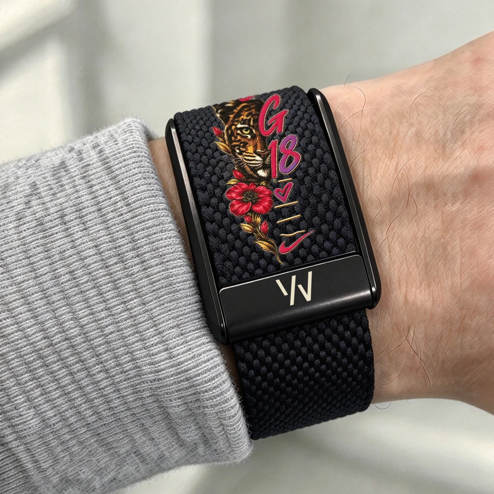 For Whoop 4.0 5.0 MG Straps Lion Wearing Crown Print Logo Wristband Band Nylon Elastic Straps Metal Frame Replacement Sports