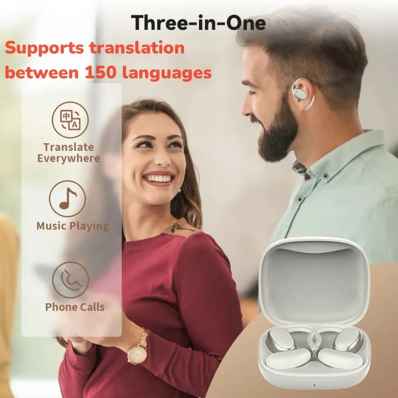 Real-time Instant Wireless Earbuds Bluetooth 5.4 150 Languages Free Smart Translation Headset Auto Voice Translate Earphone