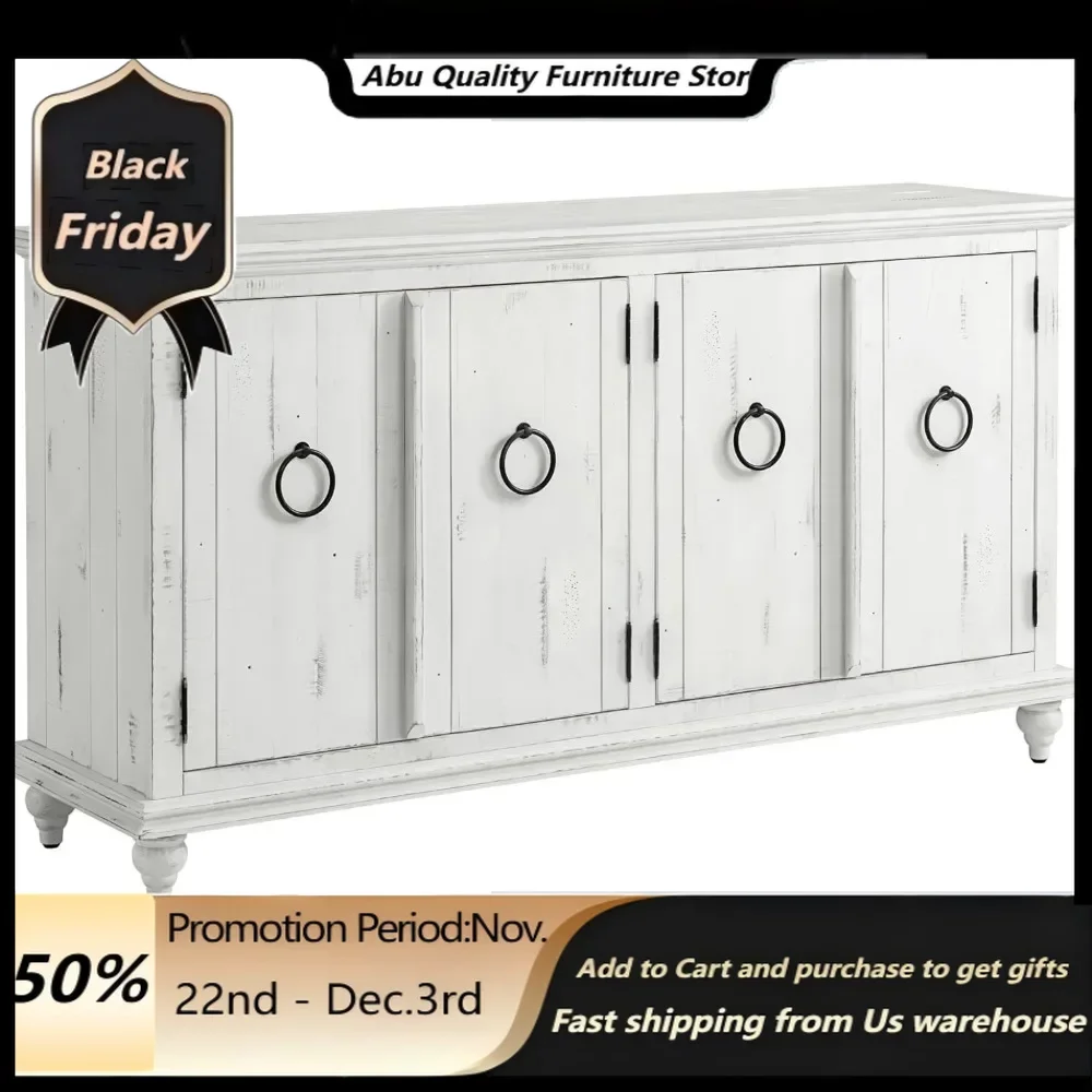 Garden District Rustic White Solid Wood 65