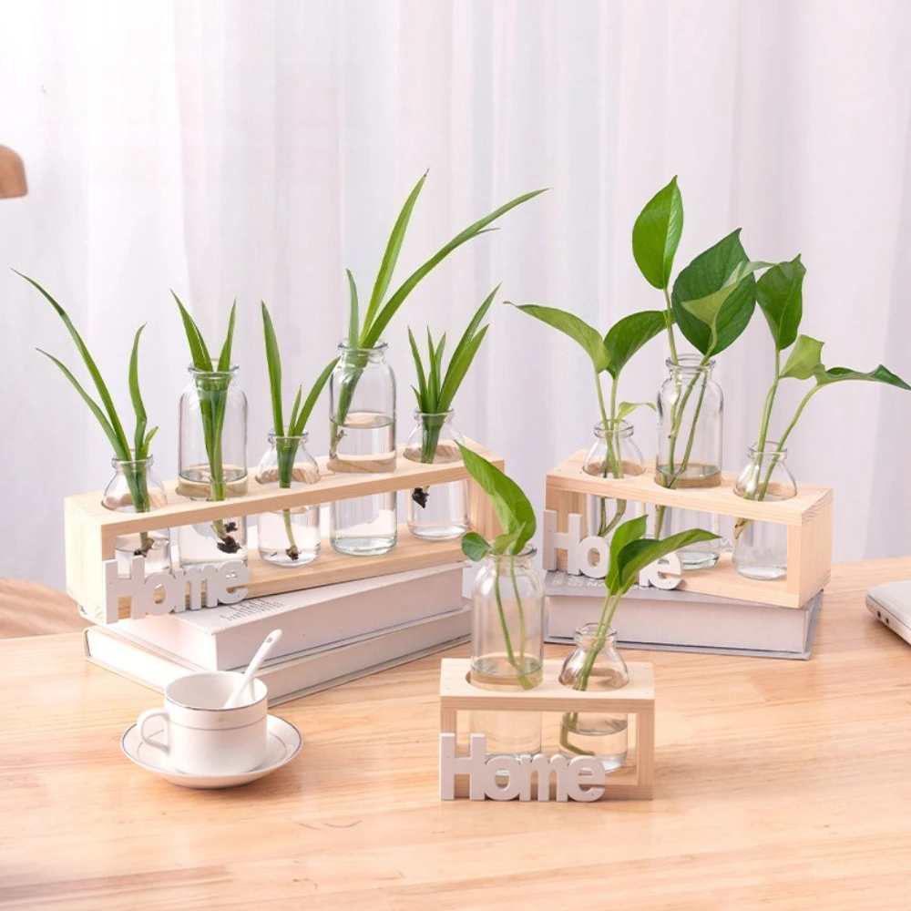 Minimally Nordic Test Tube Glass Vase Water Nourishing Flower Arrangement Plant Container Office Desktop Ivy Ornament
