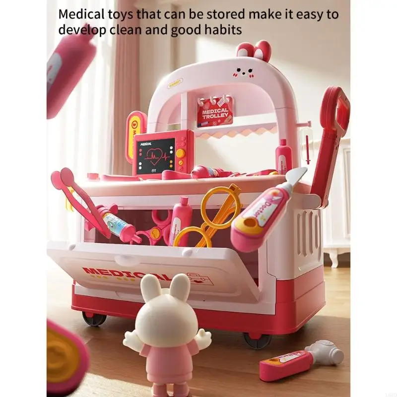 Y88D Pretend Play Doctor Medicals Cart Toy Realistic Medicals Tool Set For Children
