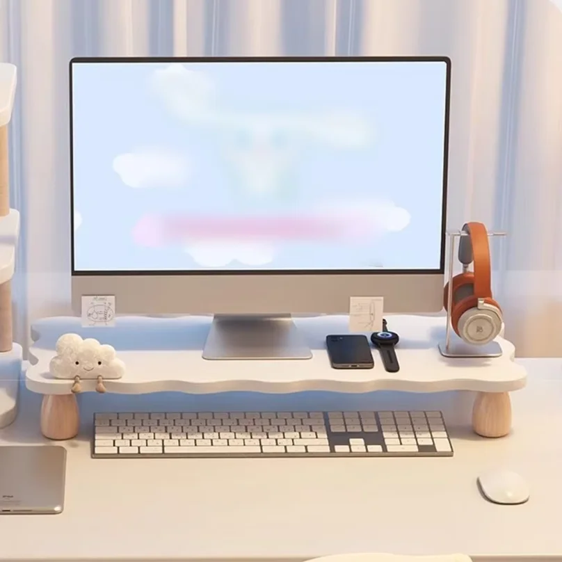 Wood Desktop Computer Heightening Rack Comfortable Viewing Height stable Elevated Laptop Stand Stable Large Load Bearing