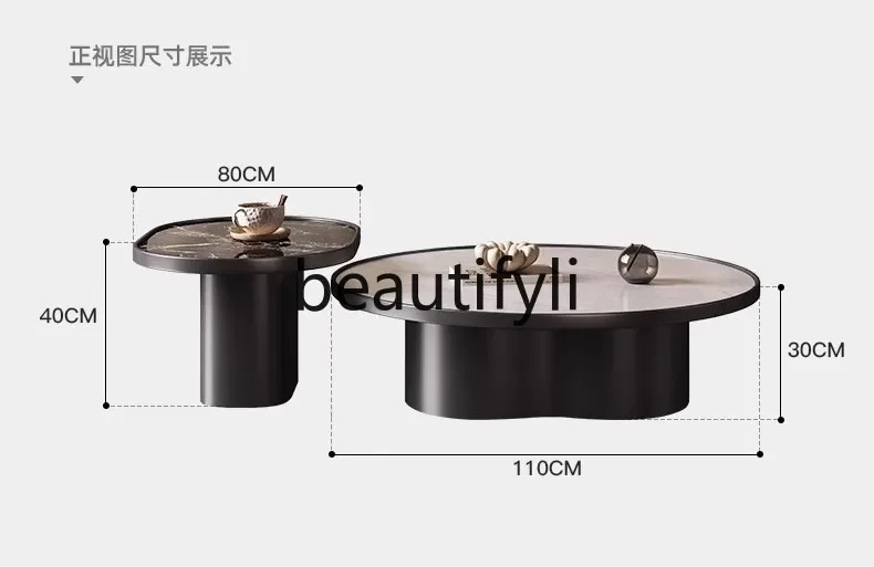 X Set tavolino rotondo minimalista di fascia alta per soggiorno, tavolino da caffè in marmo per piccole famiglie