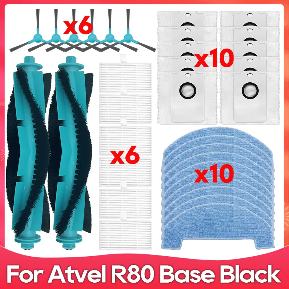 Compatible For ( Atvel R80 Base ) Roller Side Brush Filter Mop Rag Dust Bag Robot Vacuum Cleaner Accessory Par