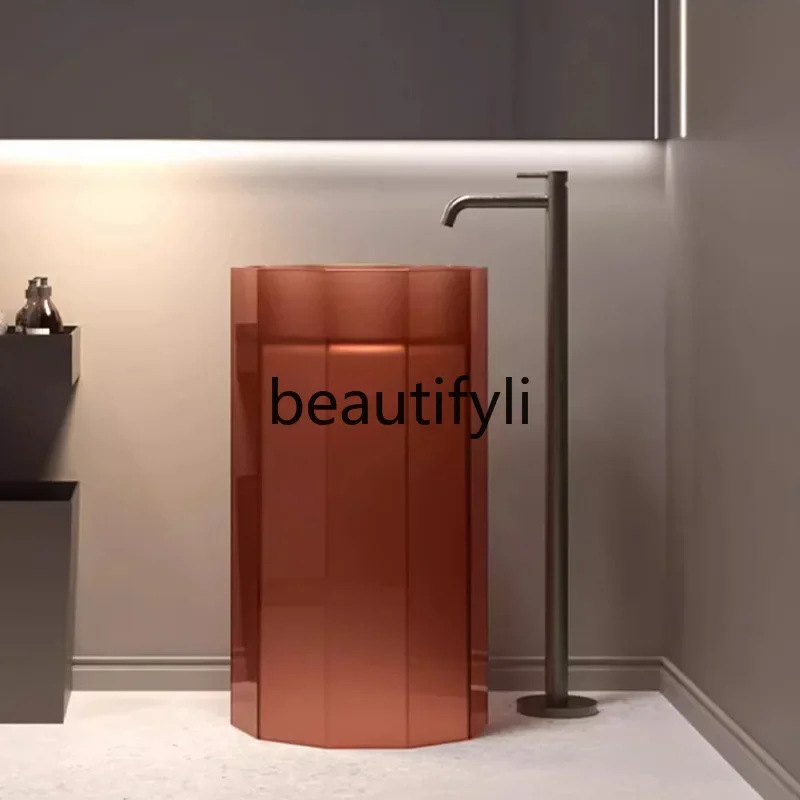 

Rhombus color transparent crystal resin column art creative wash basin integrated floor type retro cylinder