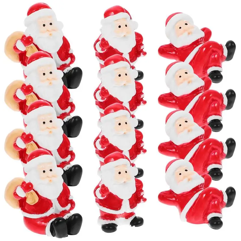 

12pcs Christmas Santa Claus Miniature Christmas Santa Claus Miniatures Figurines Resin Snow Globe Decoration Xmas for Home
