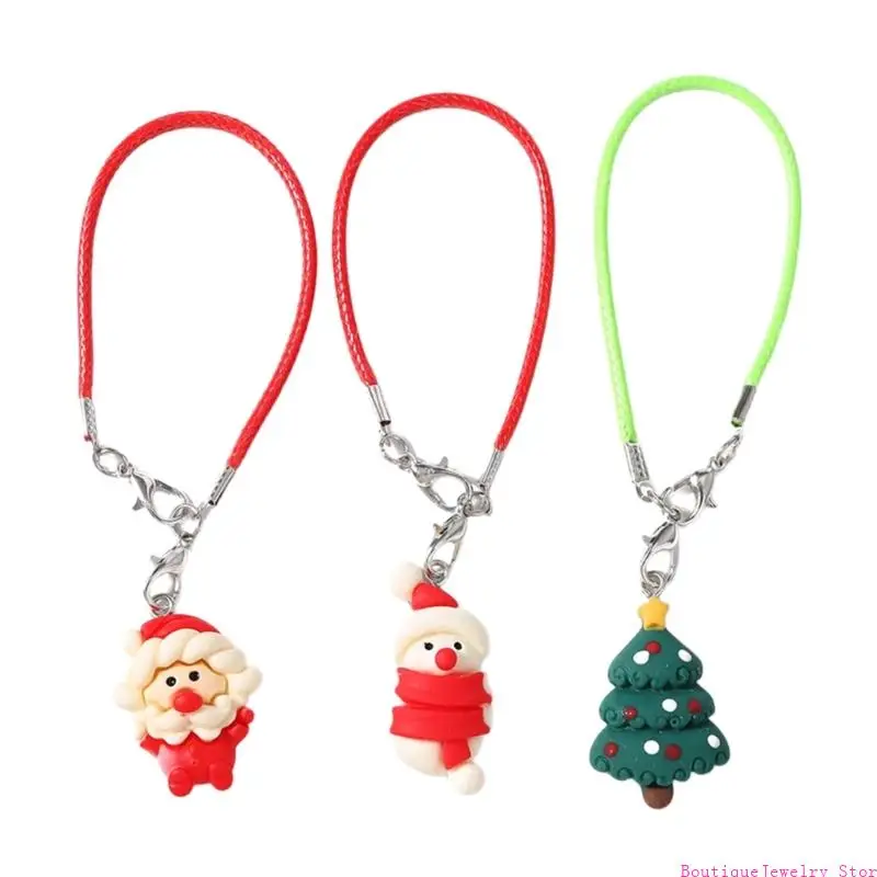 E1PE Triple Pack Holiday Phone Charm Santa Snowman Christmas Christmas Phone Ornament Festive Loss Proof