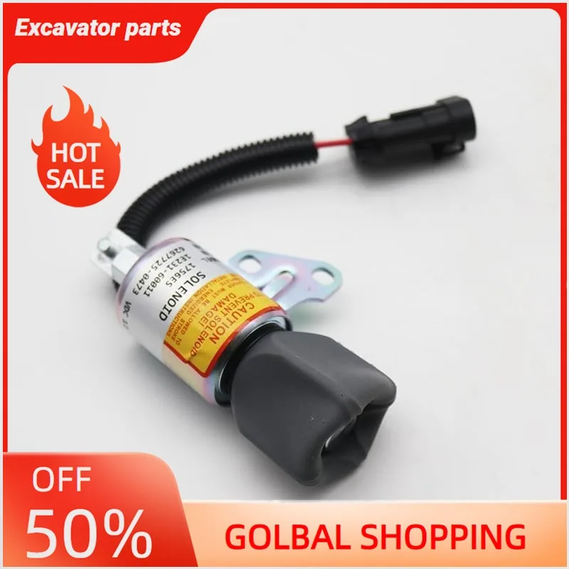 

1E231-6001 Shut Off Solenoid Valve 6267725-0473 12V For Bobcat Kubota V2203 Engine Replacement Flameout Shutdown Valve Excavato