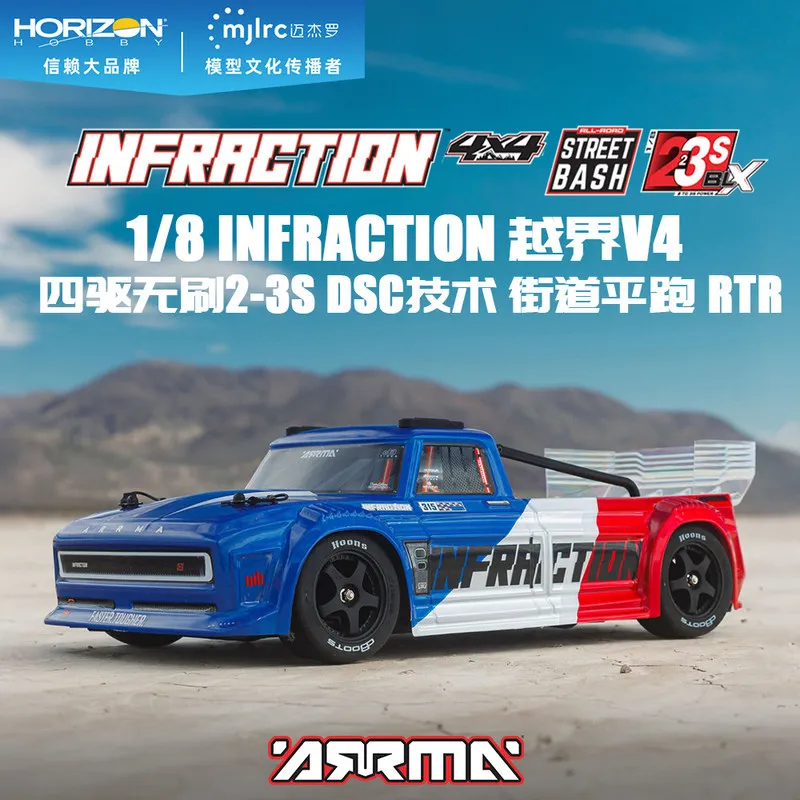 

Arrma Rc Remote Control Car 1 8 Infraction V4 4Wd Brushless High Speed Street Truck Hobby Grade Rc Model For Adult