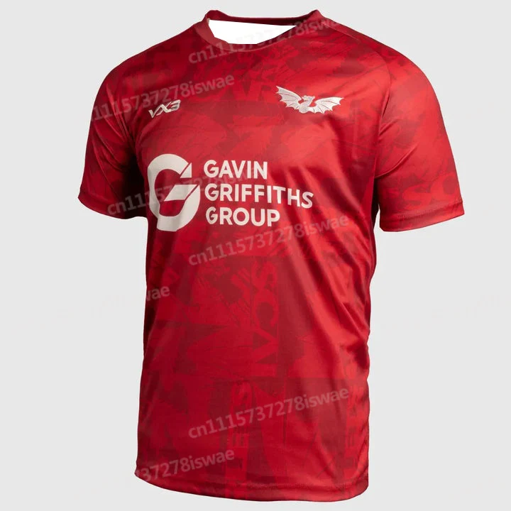 Neues Llanelli Scarlets 3D-Druck Heim-Rugby-Trikot Herren Y2K T-Shirt Oversize Geeignet für Alltags- und Trainingskleidung Mode – Detail 8