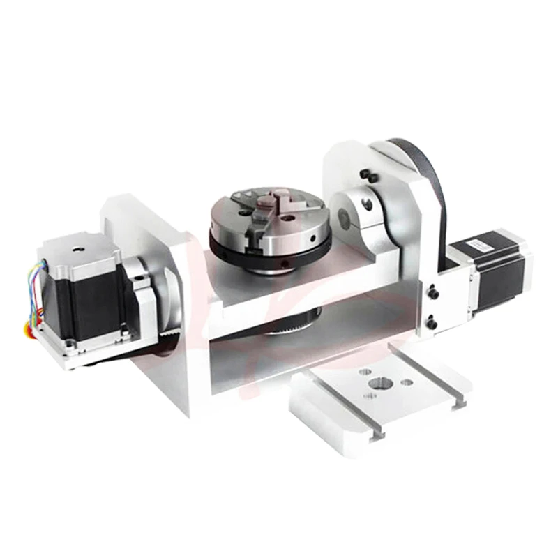 LY แกนหมุน 3jaw Chuck พร้อมตาราง 5th แกนหมุน 98 มม.ความสูงกลางสําหรับเครื่องแกะสลัก