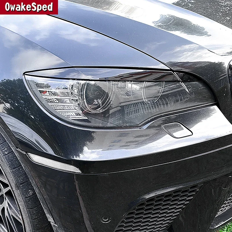 

Декоративные полоски для передней фары автомобиля BMW X6 E71 2009-14, наклейки из углеродного волокна с узором, аксессуары для внешней отделки автомобиля