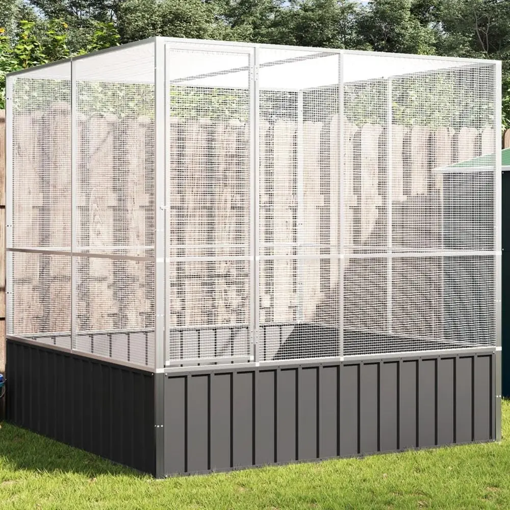 

Large Galvanized Steel Aviary for Birds, Outdoor/Indoor Cage, Suitable for Cockatiels & Parakeets, 83.1x81.5x83.5