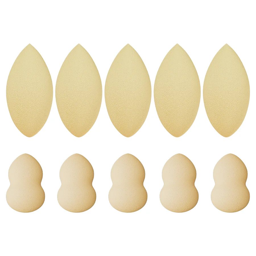 مجموعة منتفخة من مسحوق إسفنجة القرع الزيتوني الملون من الدرجة العالية لا تأكل مسحوق جاف ورطب مكياج تجميل مزدوج الاستخدام