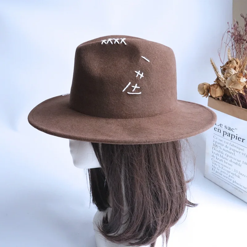 100% Wool Panama Hats for Women Coffee Color Teardrop Felt Fedora Hat Winter Hand Stitched Crushable Travel Water Resistant Hat