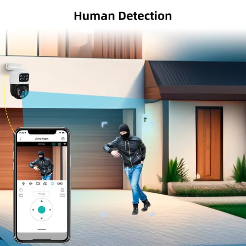 Imagen 2 del producto Sistema de cámara de vigilancia KERUI Waterproof 6MP HD POE Dual Lens PTZ WiFi IP Home Security 4CH 8CH POE NVR Video H.265 CCTV Kit