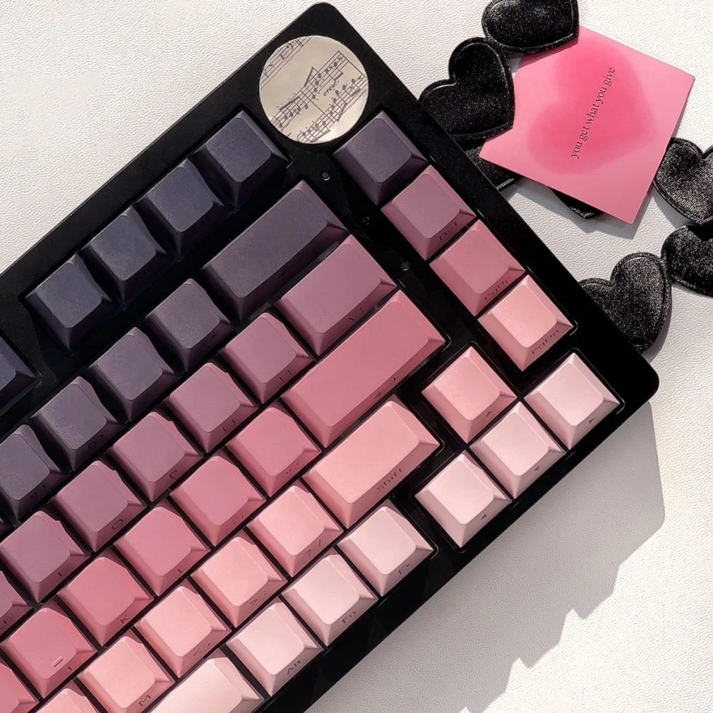 Imagem -04 - Side Print Shine Através de Keycaps Double Shot Pbt Keycaps Oem Profile For mx Switches Teclado Mecânico Preto Rosa 135 Chaves