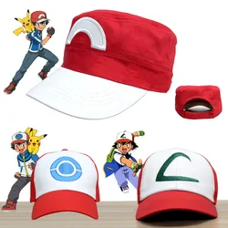 Cartoon Cute Splicing Sun Hat Ash Ketchum Cosplay Kawaii Hat Embroidery Baseball Cap Pocket Adjustable Prop