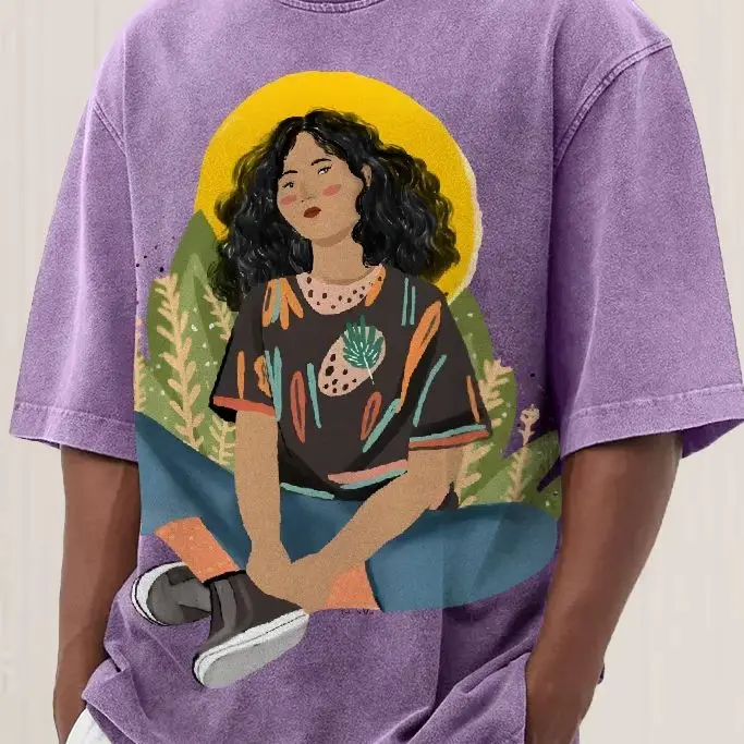 

Sublimated Retro Wave Graphic - Unisex Washed Performance Tee, Gym Session to Student Hangouts
