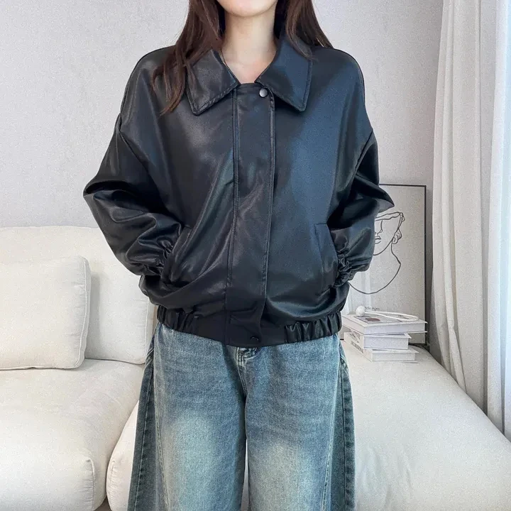 Colletto con doppia cerniera Jaet in pelle larga ampia da donna Autunno Inverno Nuovo Sle Faionable Versatile sensazione di fascia alta