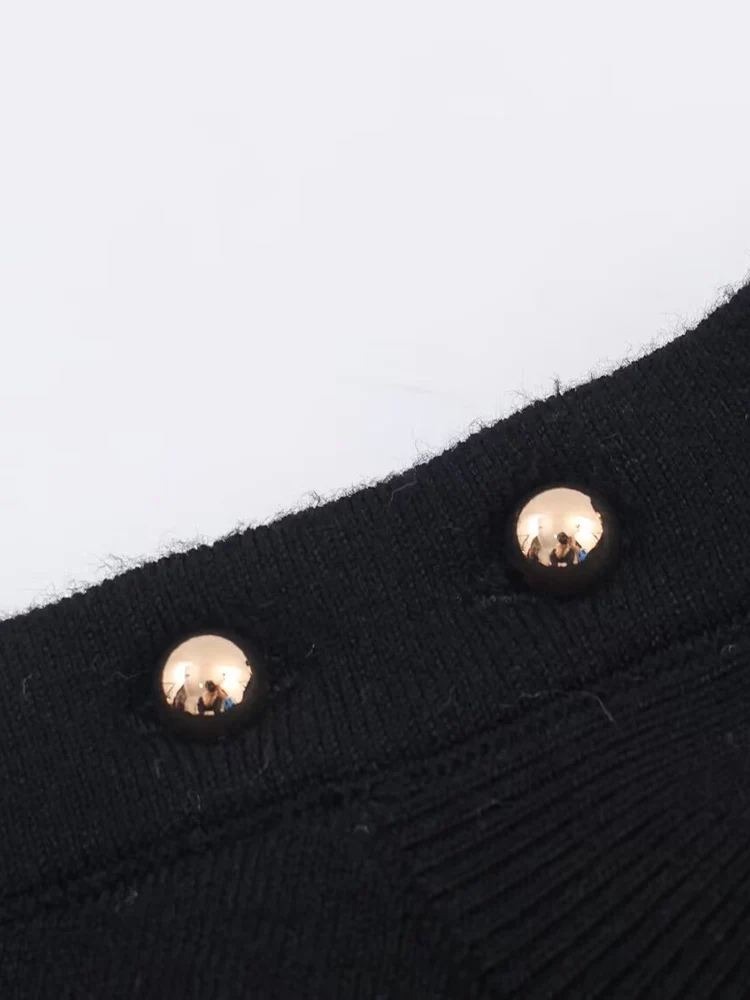 Estilo europeu nova moda feminina versátil temperamento simples cor sólida casual botão para baixo camisola