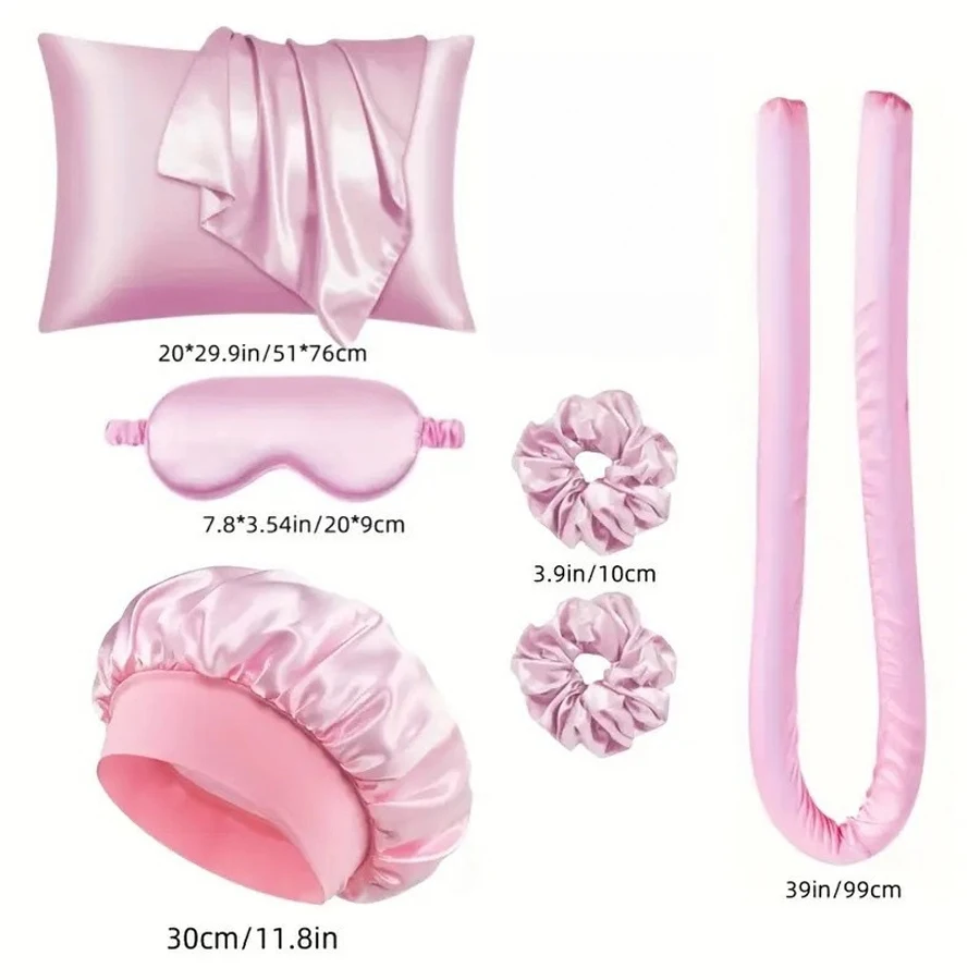 No-Heat Curling Wand Set | Lazy Summer Cool Silky Curls Kit | with Shower Cap & Eye Mask | Easy Styling Hair Tool for Women