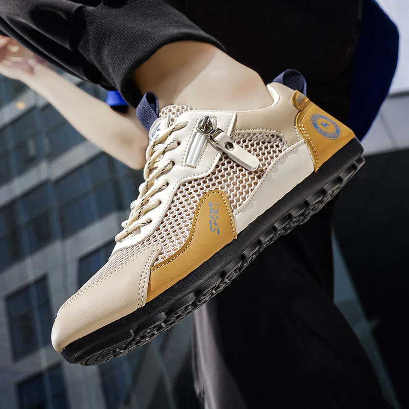 

Men's Slip-On Lace-Up Casual Sports Shoes Breathable Mesh Unisex Spring Autumn Season Low Cut Flat Footwear Quick Easy Wear