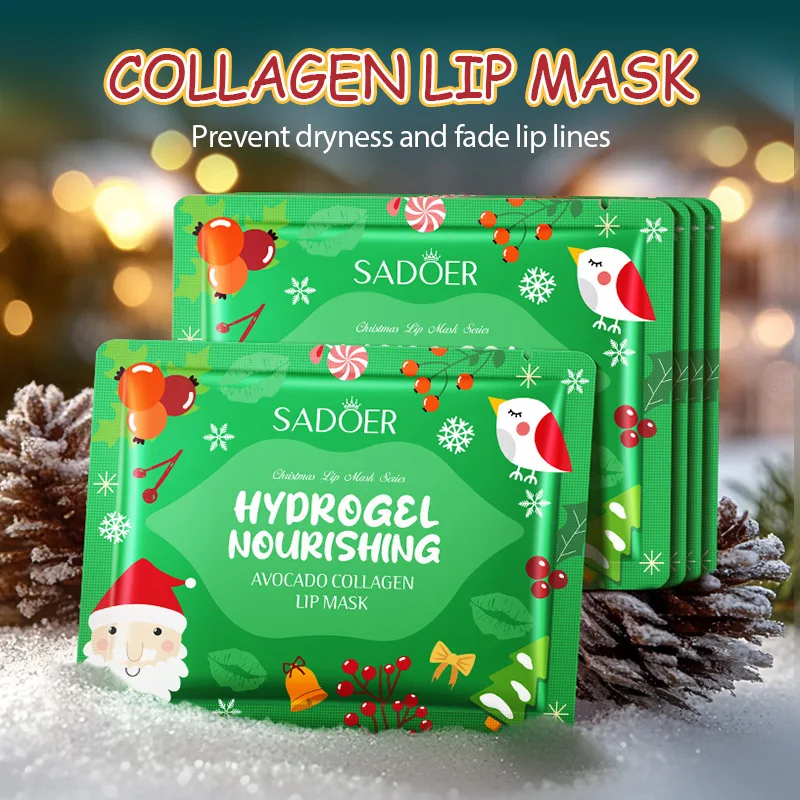 Christmas Strawberry Cherry Blueberry Avocado Collagen Lip Mask Moisturizes And Removes Lip Wrinkles
